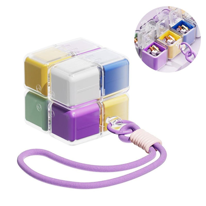 Portable medicine dispensing box with lanyard, suitable for storage 7 days a week